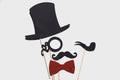 Glitter Photo Booth Props - Top Hat, Bow Tie, Mustache - Set of 5