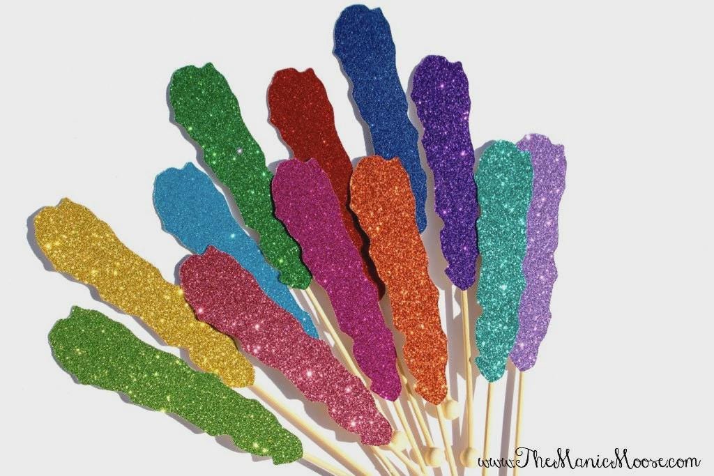 Glitter Rock Candy Photo Booth Props - Party Decorations, Set of 12