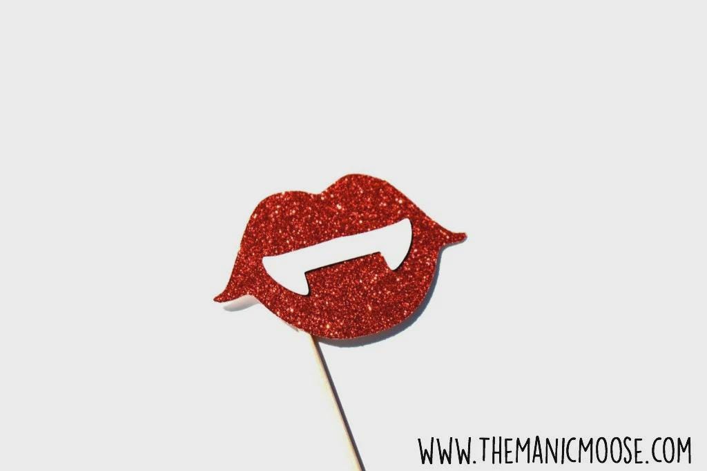 Halloween Photo Booth Props - 13 Piece Glitter Party Set