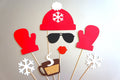Winter Photo Booth Props - 8 piece set - GLITTER Photobooth Props - Snow Bunny, Red