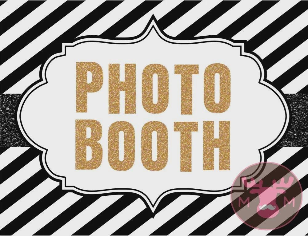 INSTANT DOWNLOAD - Photo Booth Sign, Black & Gold - Great Gatsby - Roaring Twenties - Vintage - Weddings, Birthdays, Parties