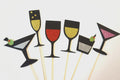 Photo Booth Props - Cocktail Collection - Set of 6 GLITTER Photobooth Props