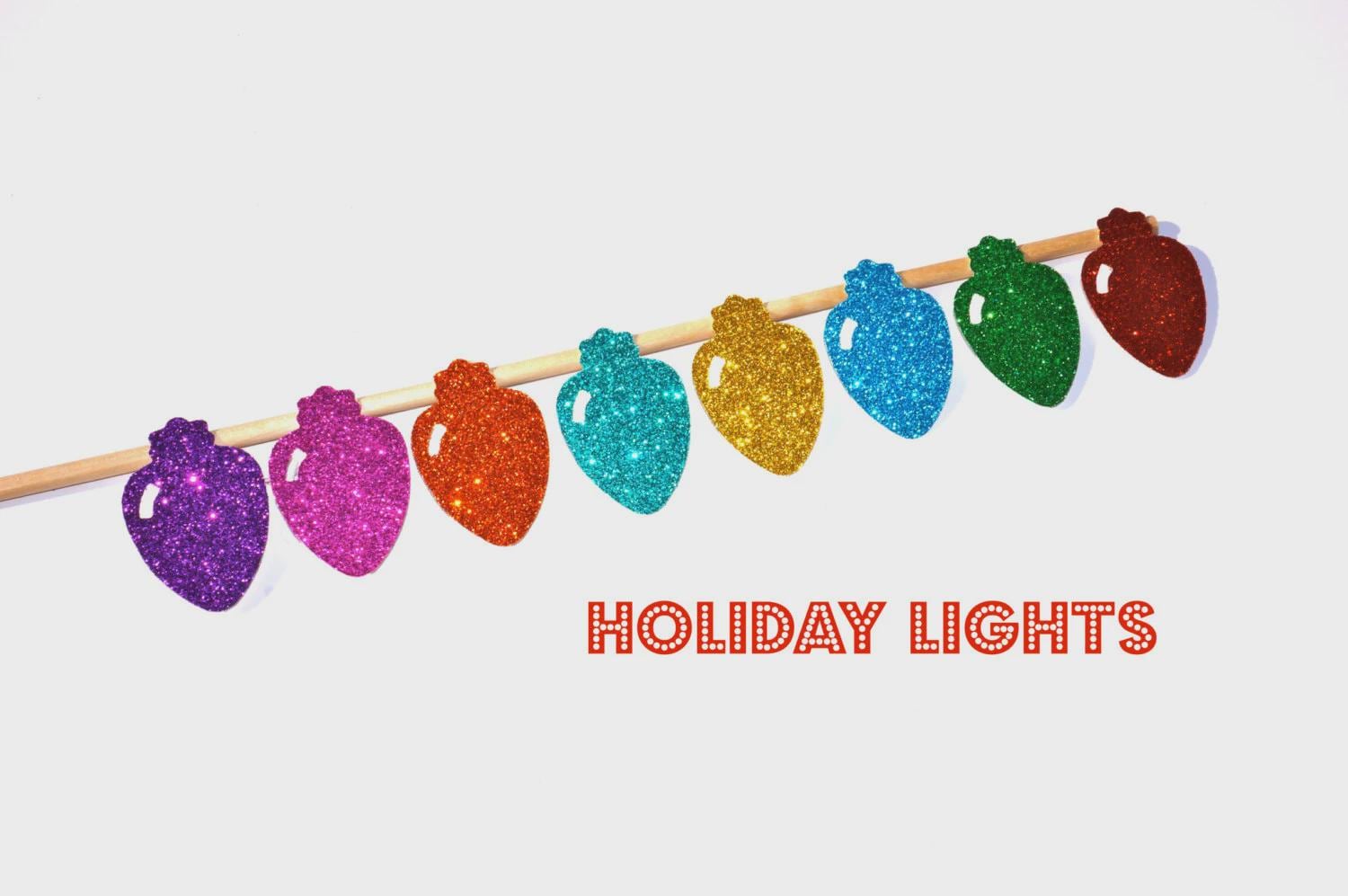 Glitter Christmas Lights Photo Booth Prop – Holiday Party Decoration