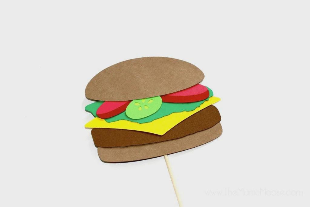 Glitter Cheeseburger Photo Booth Prop - Fun Foods Collection