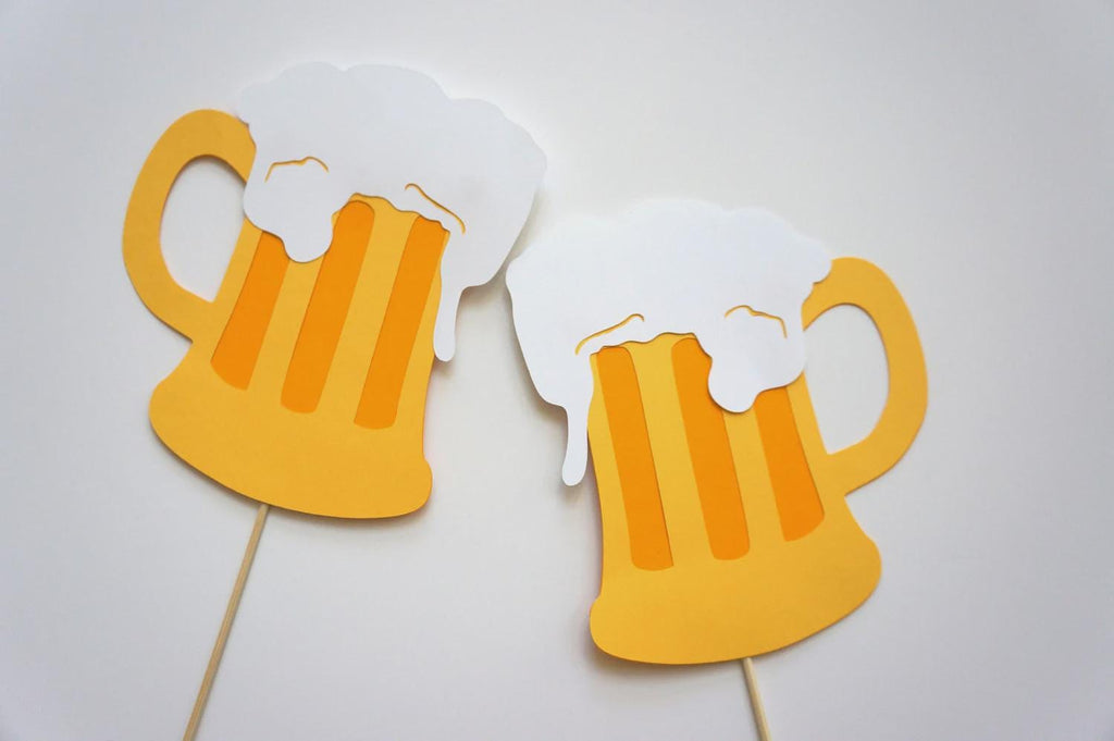 Beer Mug Photo Booth Props - Card Stock Party Decor, Set of 2