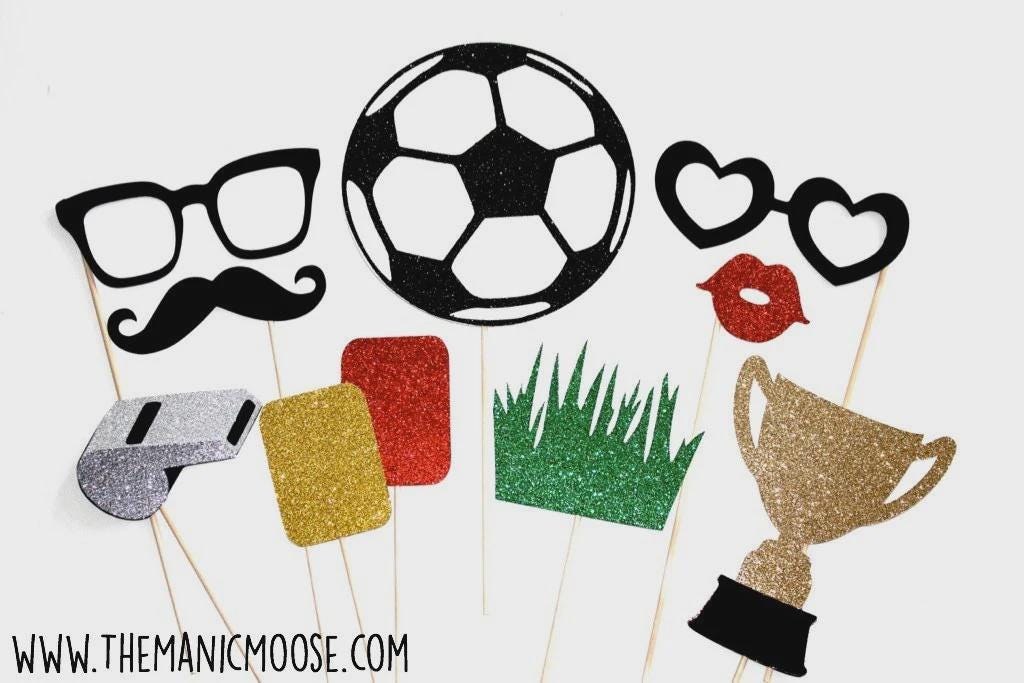 Soccer Photo Booth Prop Set - 10 piece set - Birthdays, Weddings, Parties - GLITTER Photobooth Props