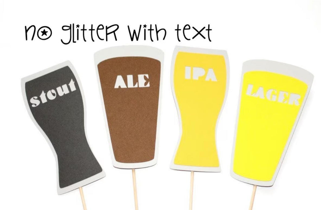 Craft Beer Photo Booth Props - Glitter Party Decorations, Set of 4