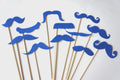 Set of 12 BLUE Mustaches on a stick - Photobooth Props Party Props