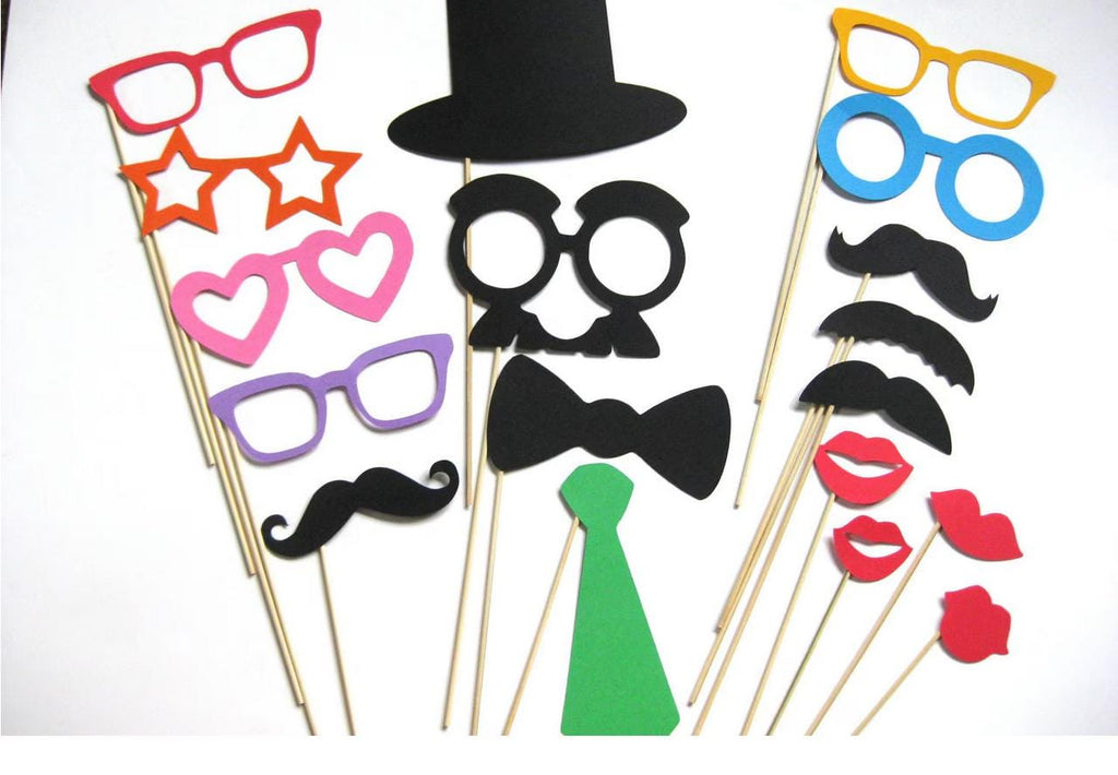 Colorful Photo Booth Props - 18 Piece Party Set