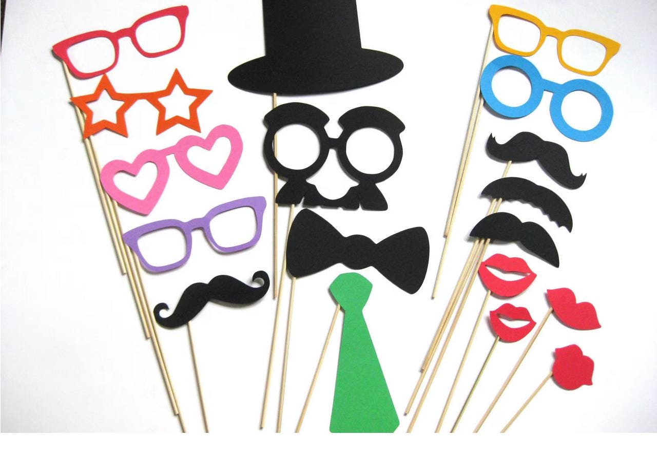Colorful Photo Booth Props - 18 Piece Party Set