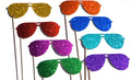 Sunglasses on a Stick - Set of 8 - Rainbow Glitter Sunglasses - Summer Fun