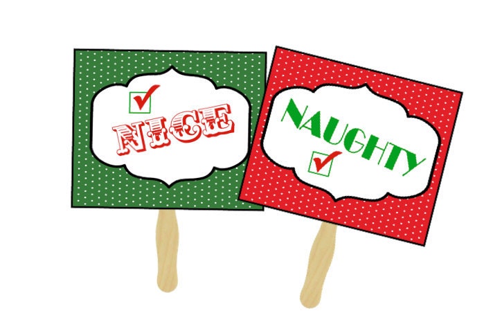 Naughty or Nice Christmas Photo Prop Signs - Holiday Photo Booth Props