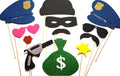 Cops and Robbers Photo Booth Props - Glitter Party Set, 12 Piece