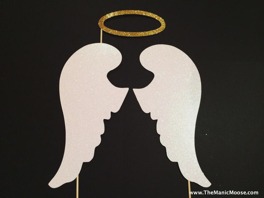 Glitter Angel Wings and Halo Photo Booth Props - Party Decorations
