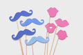 Baby Shower - Gender Reveal Party - Photo Booth Props - Pink and Blue Photo Props - Lips and Mustaches on a Stick