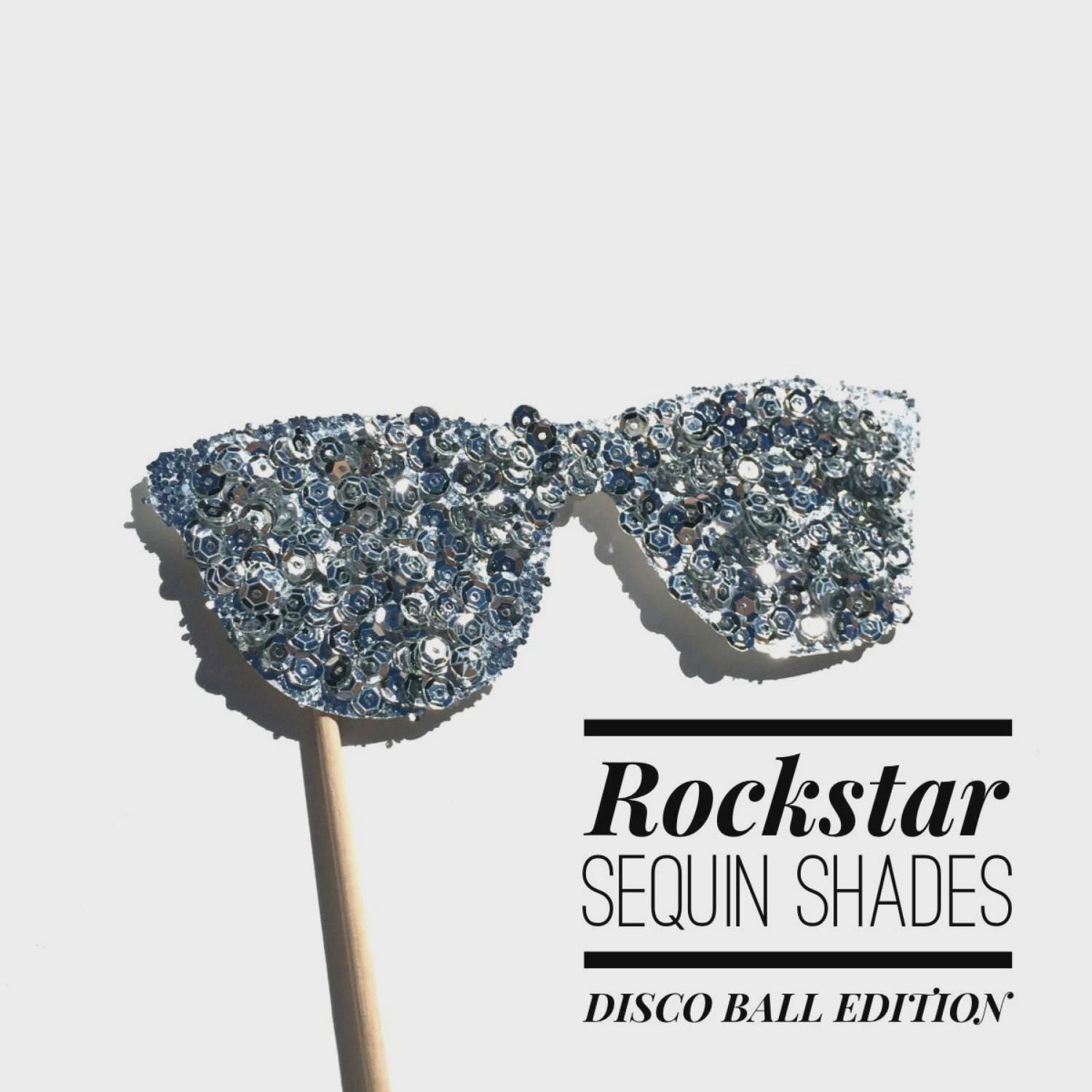 Photo Booth Props - Rockstar Sequin Glitter Sunglasses - Disco Ball Edition