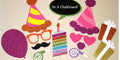 Birthday Party Photo Booth Props ~ 12 piece set ~ Rainbow ~ Glitter ~ You Choose Balloon Number