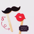 Mini Photo Booth Props - Red Lips & Black Mustaches, Set of 12