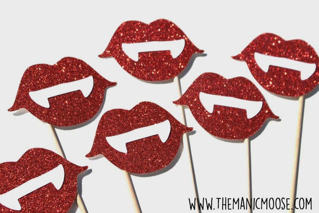 Glitter Vampire Lips Photo Booth Props - Set of 6