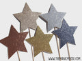 Star Photo Booth Props - Set of 5 Glitter Stars - Metallic Stars