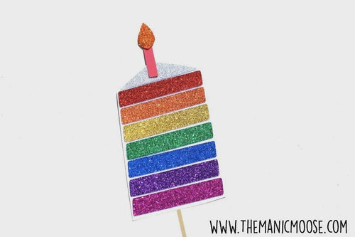 Birthday Party Photo Booth Props ~ 13 piece set ~ Rainbow ~ Glitter ~ You Choose Balloon Number