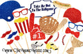 Glitter Baseball Photo Booth Props – 19 Piece Party Set