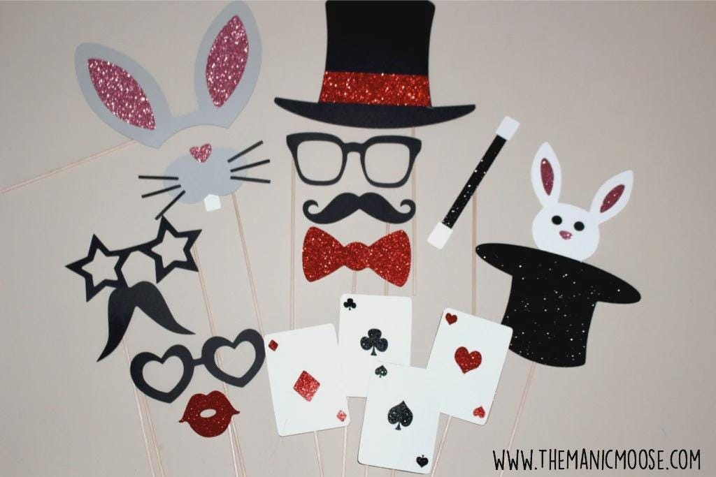 Glitter Magician Photo Booth Props: Magic Party Decorations