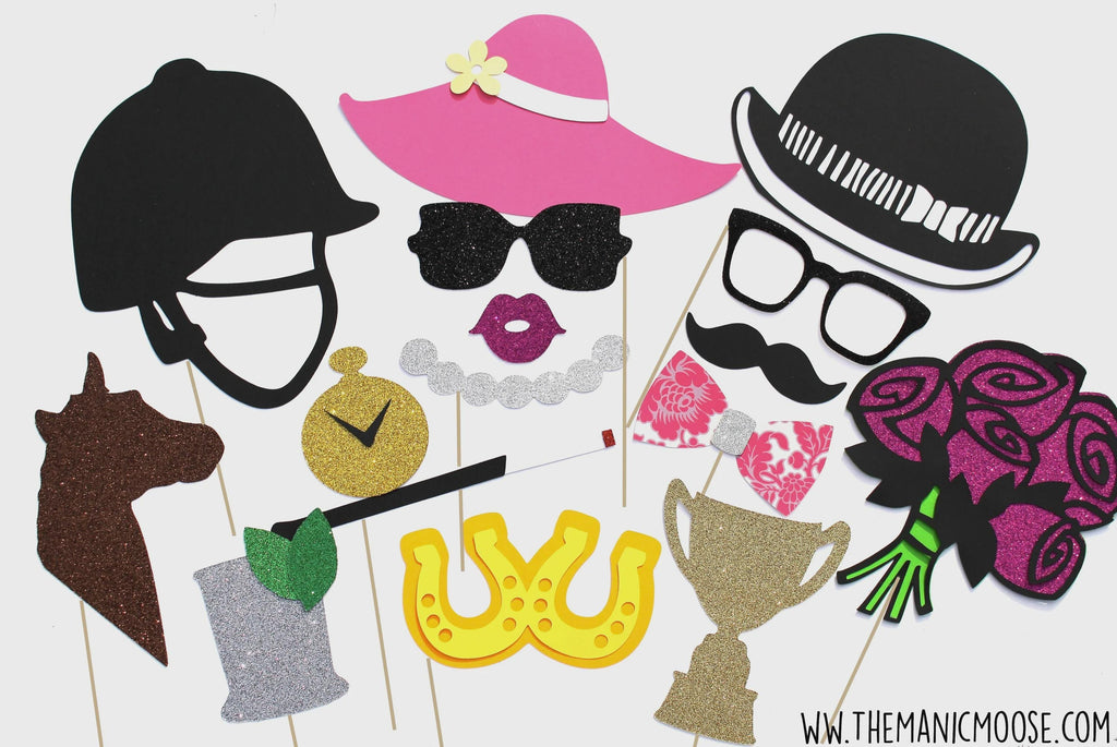 Kentucky Derby Photo Booth Props: Glitter Hats, Horseshoes, and More