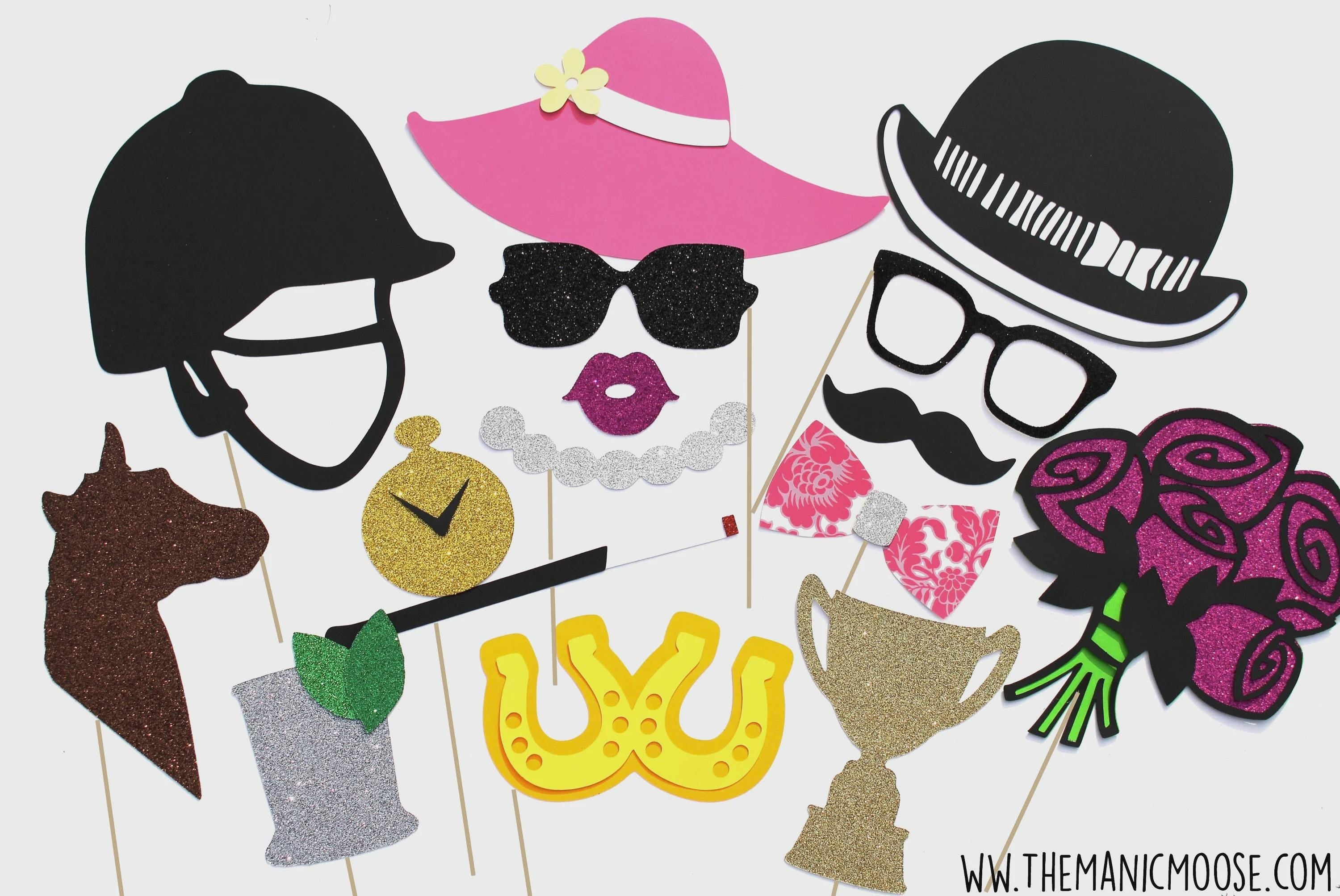 Kentucky Derby Photo Booth Props: Glitter Hats, Horseshoes, and More