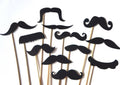 Set of 12 BLACK Mustaches on a stick - Photobooth Props Party Props