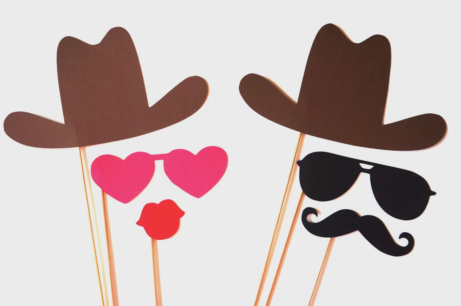 Cowboy Photo Booth Props - 6 Piece Western Party Set