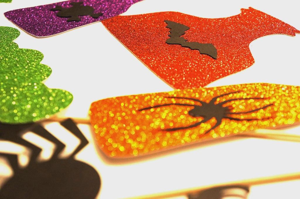 Halloween Photo Booth Props - 15 piece set - GLITTER Photobooth Props - The Spooky Collection