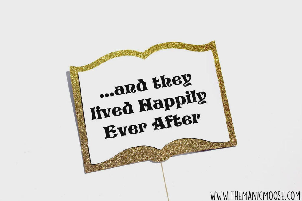 Glitter Happily Ever After Storybook Sign - Wedding Photo Booth Prop