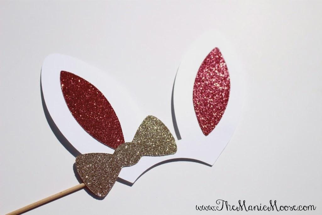 Bunny Ears with Glitter Bow Prop