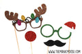 Christmas Photo Booth Props ~ 4 piece set ~ SANTAS HELPERS ~ GLITTER Photobooth Props