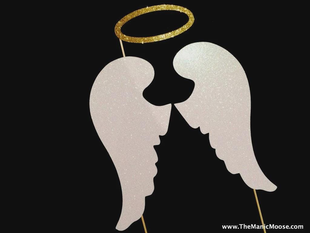 Glitter Angel Wings and Halo Photo Booth Props - Party Decorations