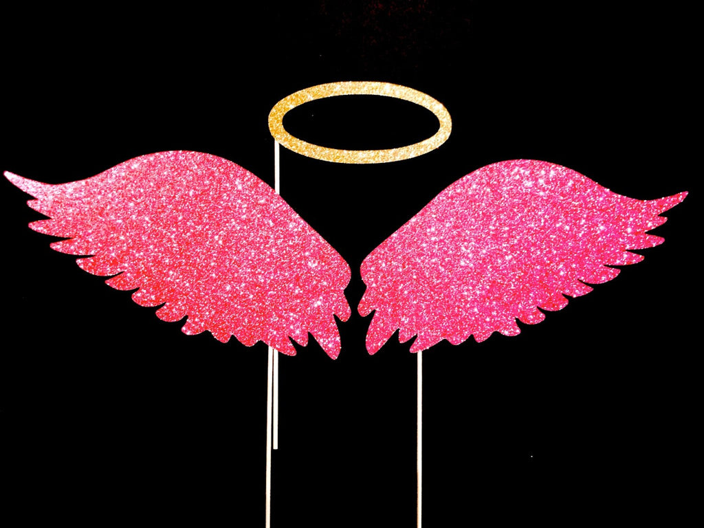 Glitter Angel Wings and Halo Photo Booth Props - Party Costume