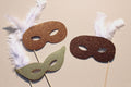 Glitter Masquerade Masks Photo Booth Props - Set of 3