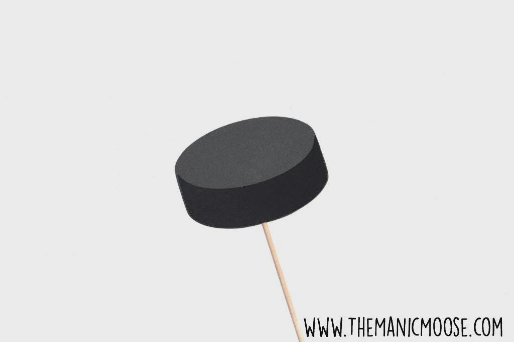 Glitter Hockey Puck Photo Booth Prop – Hockey Party Decor