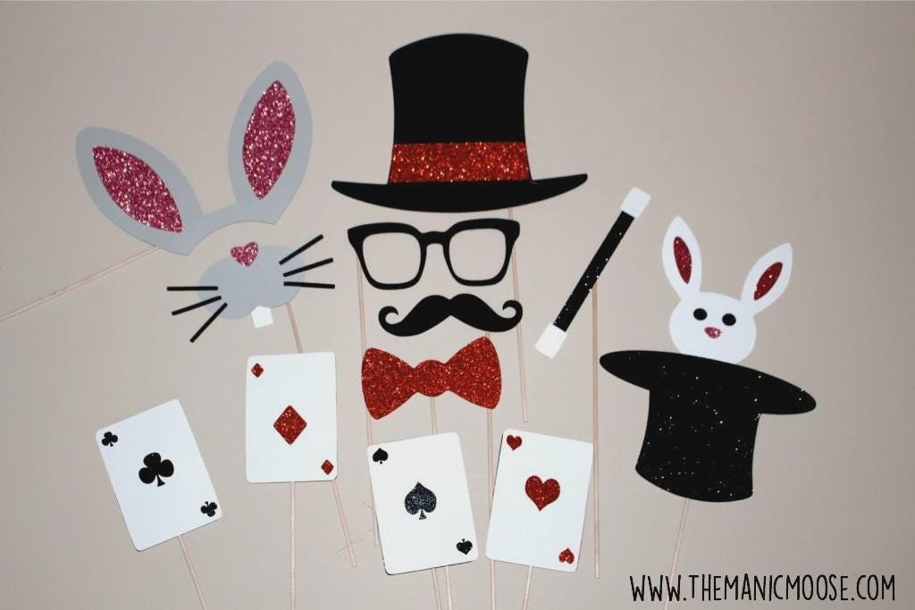 Glitter Magician Photo Booth Props: Magic Party Decorations