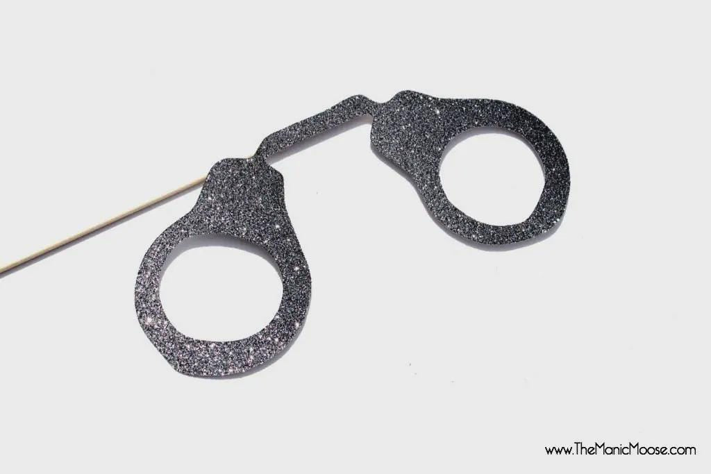 Cops and Robbers Photo Booth Props - Glitter Party Set, 12 Piece