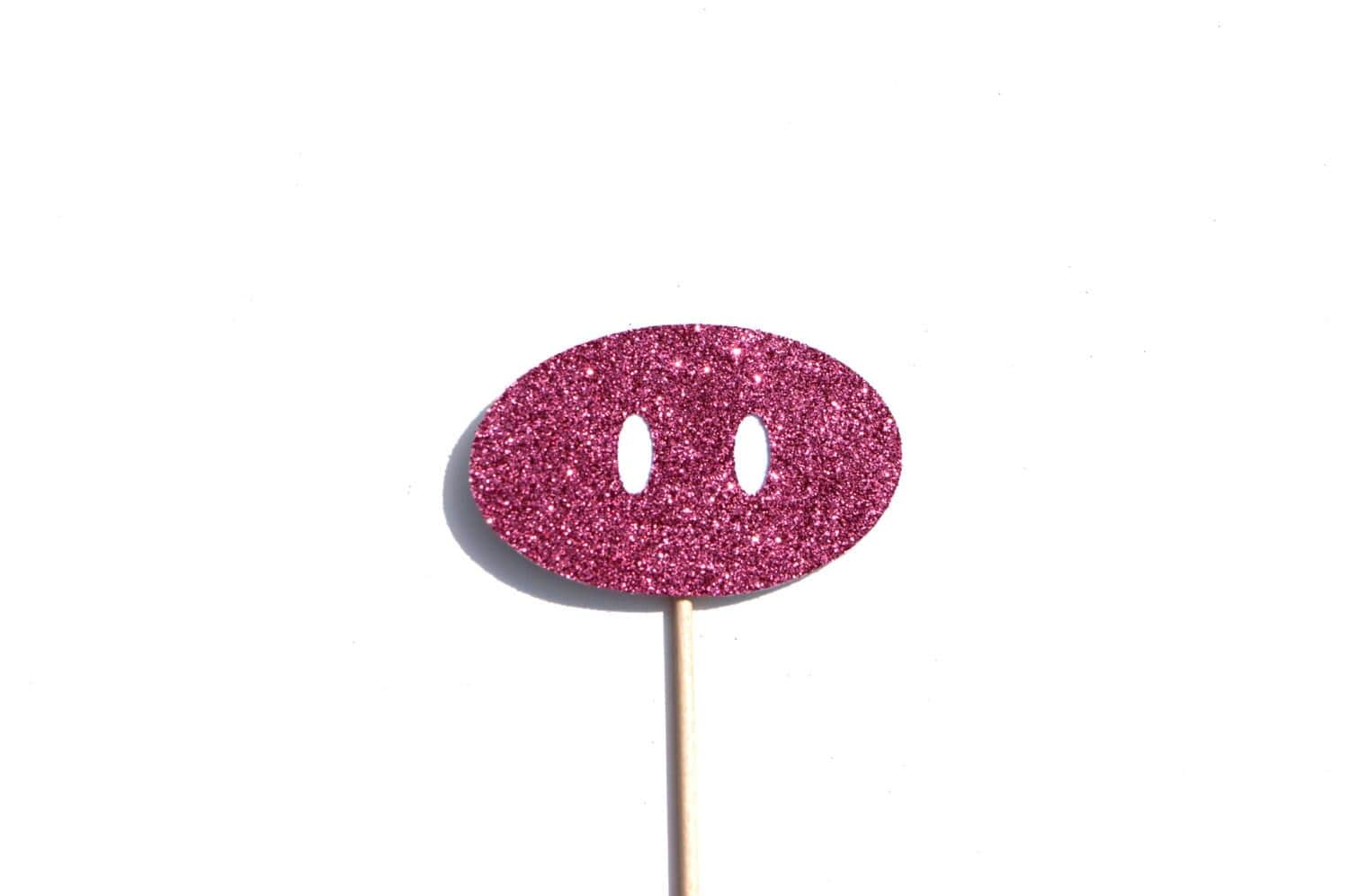 Pink Glitter Pig Snout Photo Booth Prop – Party Decoration