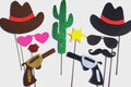 Glitter Cowboy Photo Booth Props - 10-Piece Western Party Set