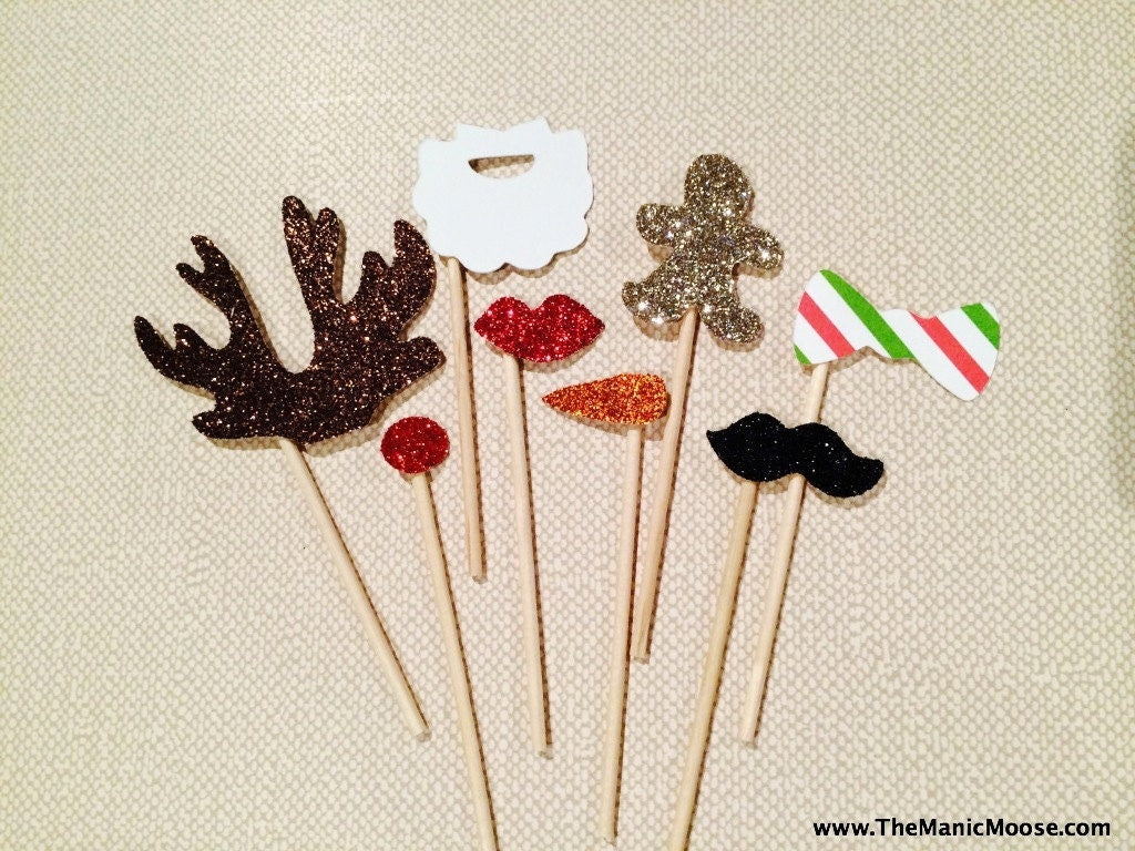 Elf Photo Booth Props – Miniature Christmas Accessories (Set of 8)