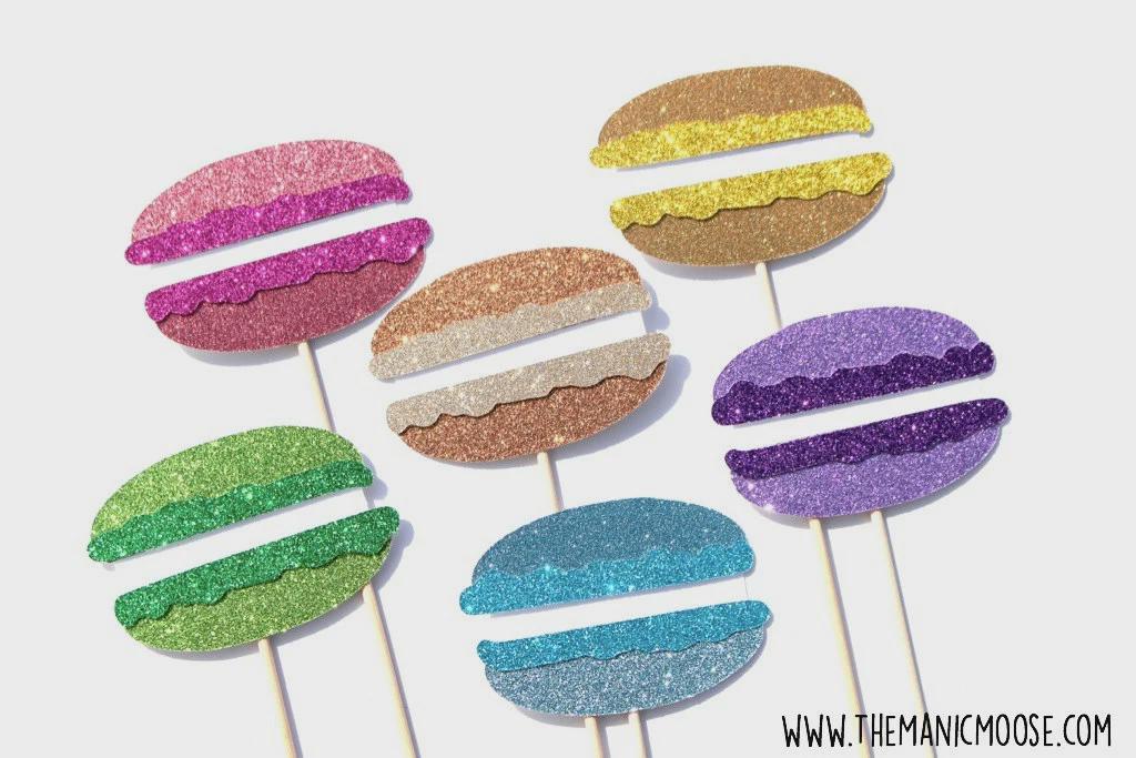 Macaron Photo Booth Props: Glitter Sweet Treats, Set of 6
