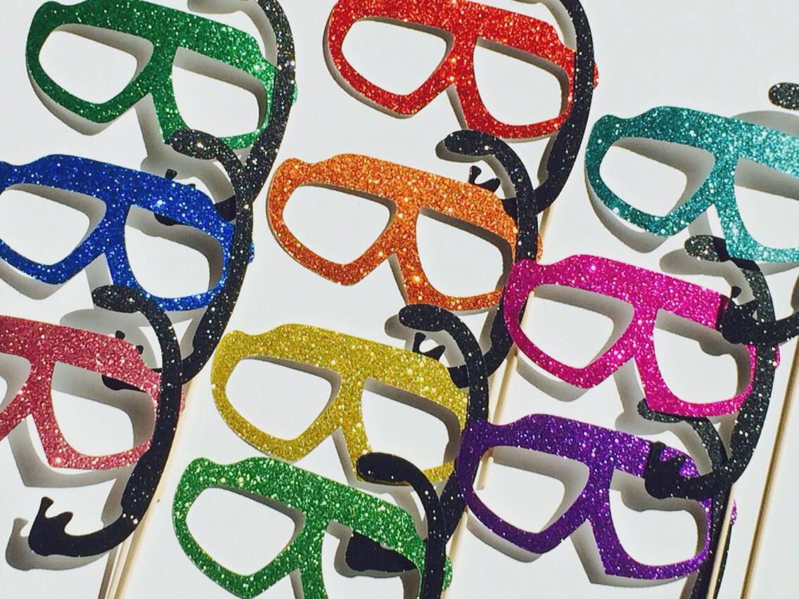 Glitter Swim Goggles Photo Booth Props – Summer Party Set of 10