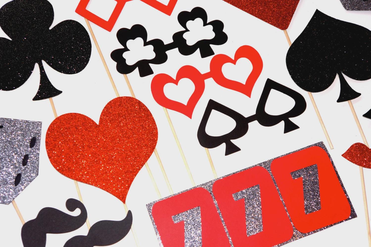 Vegas Photo Booth Props: Glitter Casino Party Decorations, Trivia Night