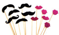 Photo Booth Props - Glitter Lips & Mustaches, 12 Piece Party Set