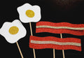 Bacon and Eggs Photo Booth Props, Glitter Breakfast Theme, Set of 4