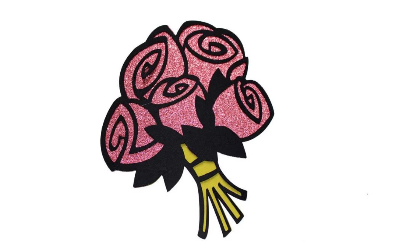 Photo Booth Props ~ Wedding Props ~ Roses ~ Rose Bouquet ~ You Choose Glitter Color